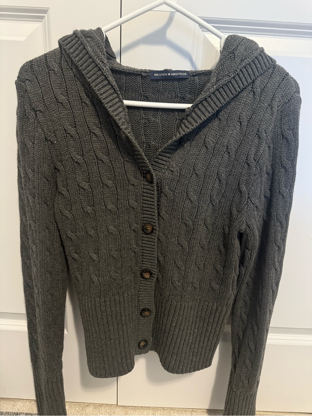 Brandy Melville Aura Cable Knit Hooded Cardigan
